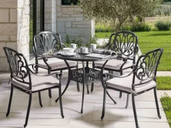 Gartenmöbel Set Aluminium Schwarz 4-Sitzer Ancona