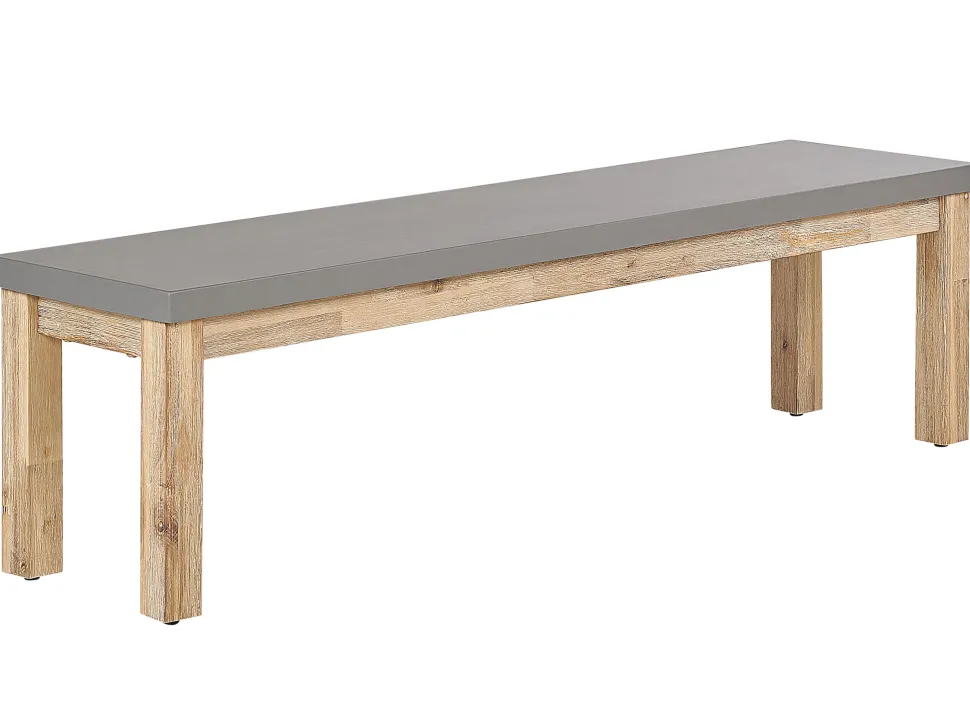 Gartenmöbel Set Beton / Akazienholz Grau Tisch Mit 2 Banken Ostuni