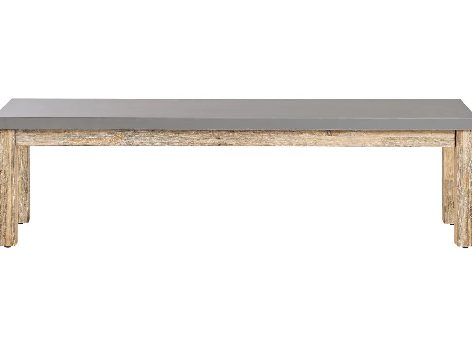 Gartenmöbel Set Beton / Akazienholz Grau Tisch Mit 2 Banken Ostuni