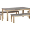 Gartenmöbel Set Beton / Akazienholz Grau 8-Sitzer 2 Banke 2 Hocker Ostuni