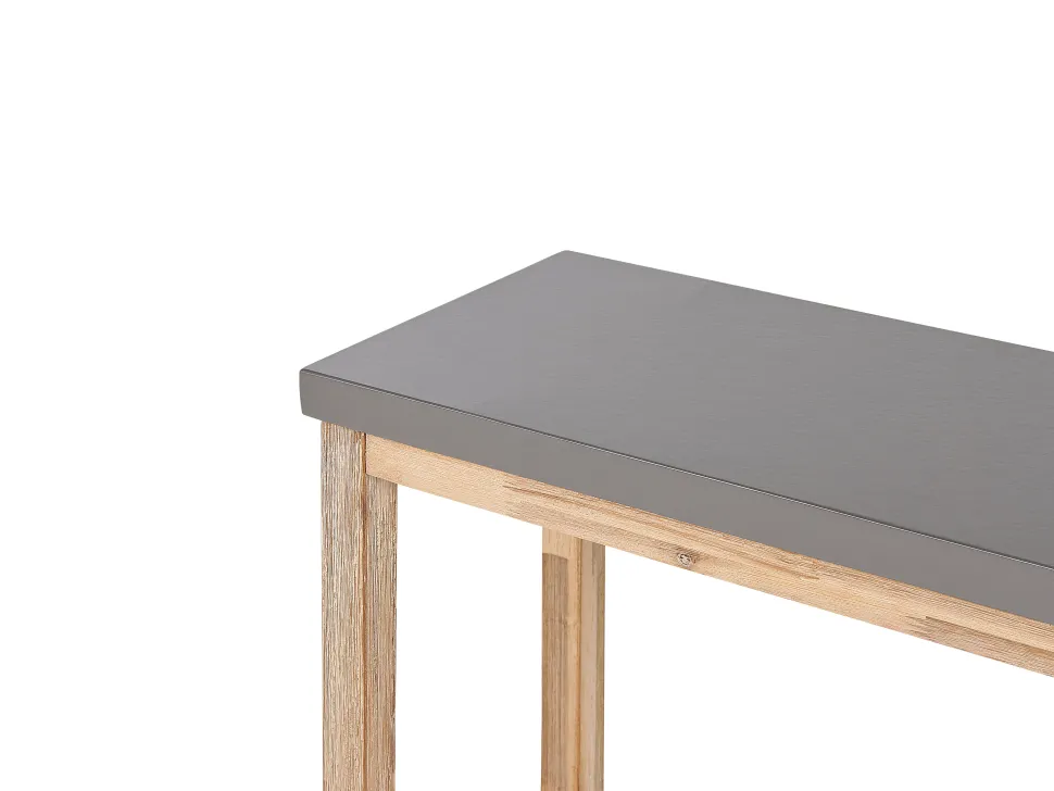 Gartenmöbel Set Beton / Akazienholz Grau 8-Sitzer 2 Banke 2 Hocker Ostuni