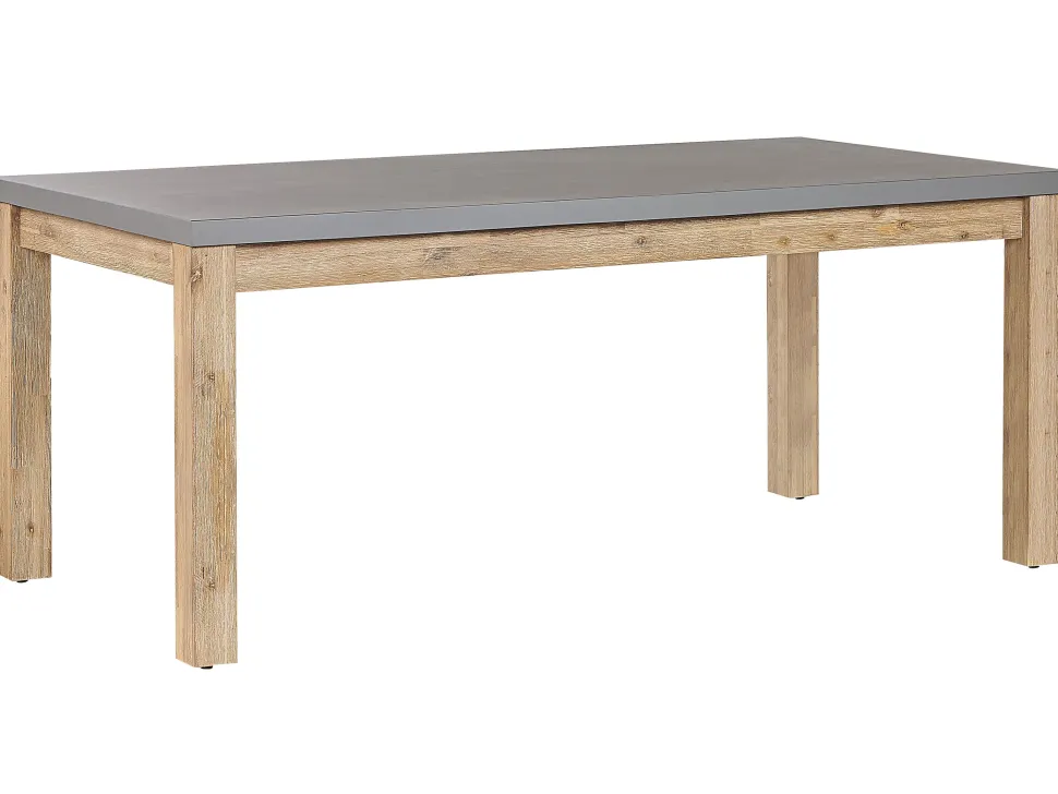 Gartenmöbel Set Beton / Akazienholz Grau 8-Sitzer 2 Banke 2 Hocker Ostuni