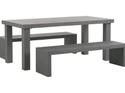 Gartenmöbel Set Beton Grau Tisch Mit 2 Banken U-Form Taranto