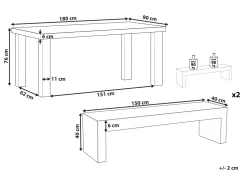 Gartenmöbel Set Beton Grau Tisch Mit 2 Banken U-Form Taranto