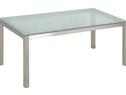 Gartenmöbel Set Crashglas 180 X 90 Cm 6Sitzer Stühle Textilbespannung Schwarz Grosseto