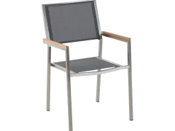 Gartenmöbel Set Crashglas 180 X 90 Cm 6Sitzer Stühle Textilbespannung Grau Grosseto