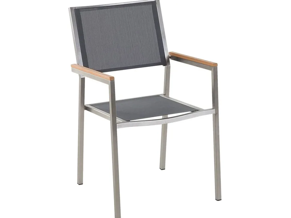 Gartenmöbel Set Crashglas 180 X 90 Cm 6Sitzer Stühle Textilbespannung Grau Grosseto