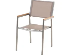 Gartenmöbel Set Crashglas 220 X 100 Cm 8-Sitzer Stühle Textilbespannung Beige Grosseto