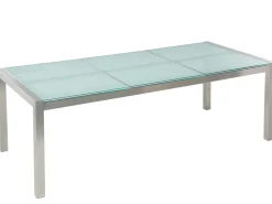 Gartenmöbel Set Crashglas 220 X 100 Cm 8-Sitzer Stühle Textilbespannung Beige Grosseto