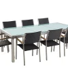 Gartenmöbel Set Crashglas 220 X 100 Cm 8-Sitzer Stühle Rattan Schwarz Grosseto