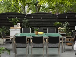 Gartenmöbel Set Crashglas 220 X 100 Cm 8-Sitzer Stühle Rattan Schwarz Grosseto