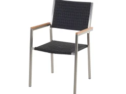 Gartenmöbel Set Crashglas 220 X 100 Cm 8-Sitzer Stühle Rattan Schwarz Grosseto
