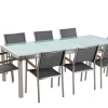Gartenmöbel Set Crashglas 220 X 100 Cm 8-Sitzer Stühle Textilbespannung Grau Grosseto