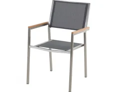 Gartenmöbel Set Crashglas 220 X 100 Cm 8-Sitzer Stühle Textilbespannung Grau Grosseto