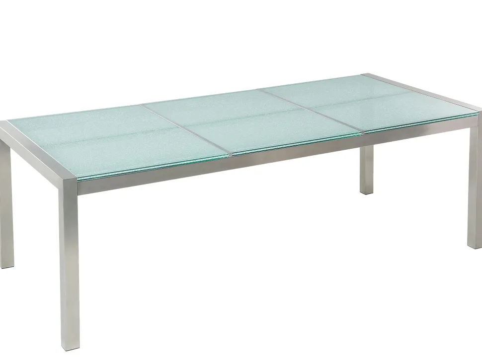 Gartenmöbel Set Crashglas 220 X 100 Cm 8-Sitzer Stühle Textilbespannung Grau Grosseto