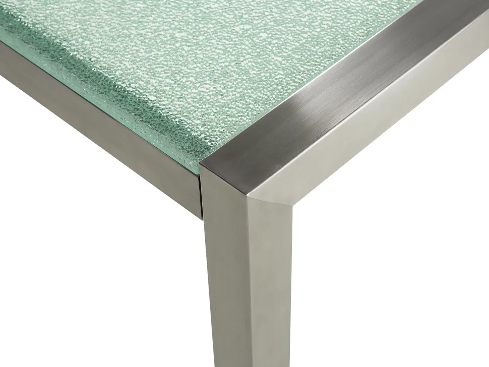 Gartenmöbel Set Crashglas 220 X 100 Cm 8-Sitzer Stühle Textilbespannung Grau Grosseto