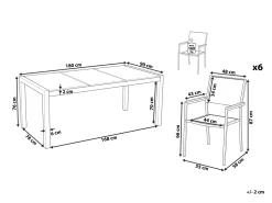 Gartenmöbel Set Crashglas 180 X 90 Cm 6-Sitzer Stühle Textilbespannung Beige Grosseto