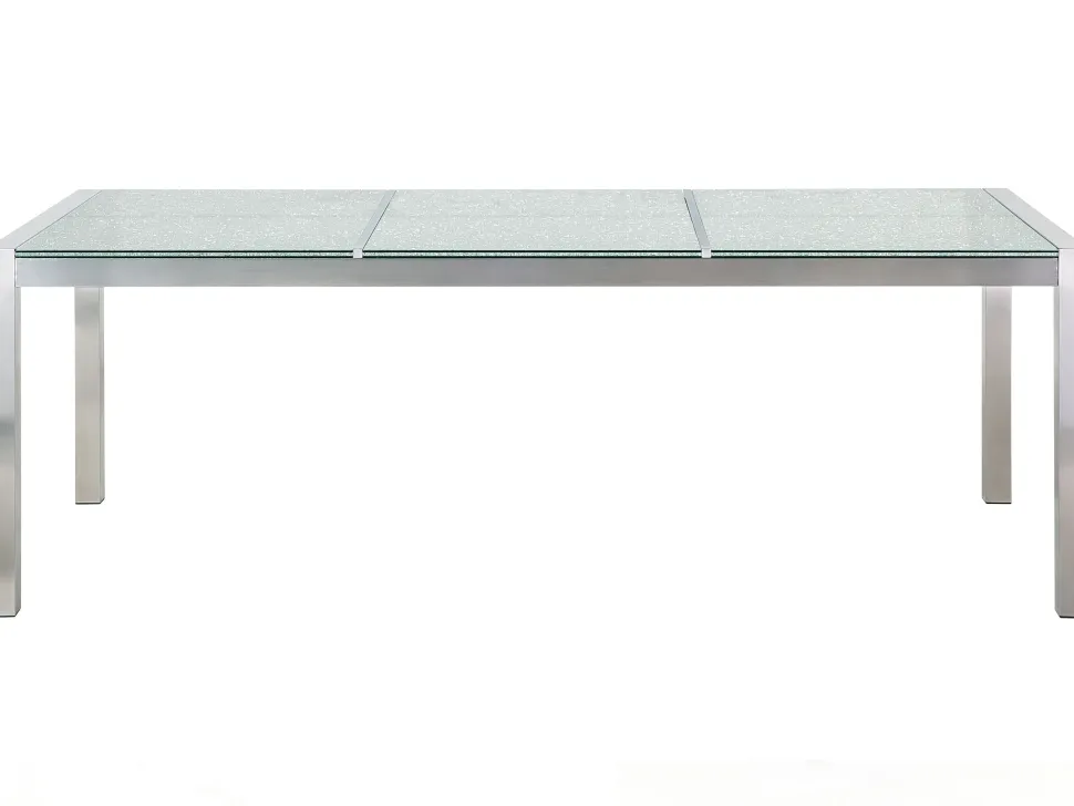 Gartenmöbel Set Crashglas 180 X 90 Cm 6-Sitzer Stühle Textilbespannung Beige Grosseto