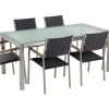 Gartenmöbel Set Crashglas 180 X 90 Cm 6-Sitzer Stühle Rattan Schwarz Grosseto