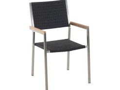 Gartenmöbel Set Crashglas 180 X 90 Cm 6-Sitzer Stühle Rattan Schwarz Grosseto