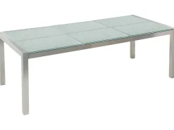 Gartenmöbel Set Crashglas 180 X 90 Cm 6-Sitzer Stühle Textilbespannung Grau Grosseto
