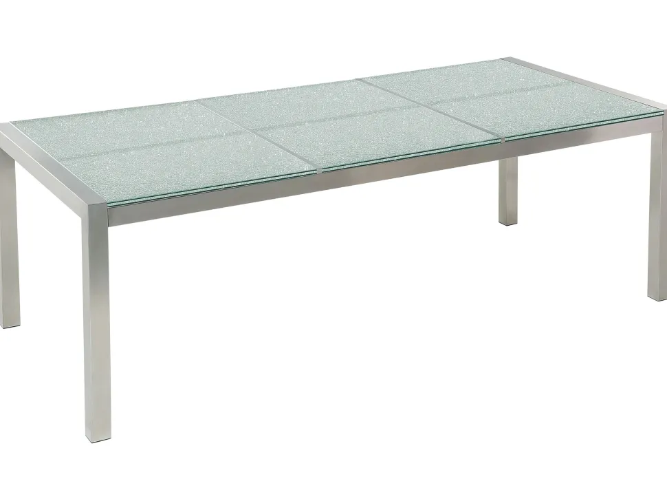 Gartenmöbel Set Crashglas 180 X 90 Cm 6-Sitzer Stühle Textilbespannung Grau Grosseto