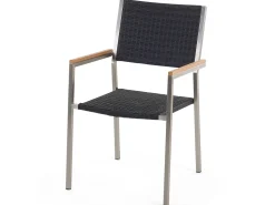 Gartenmöbel Set Eukalyptusholz 180 Cm 6-Sitzer Rattan Schwarz Grosseto