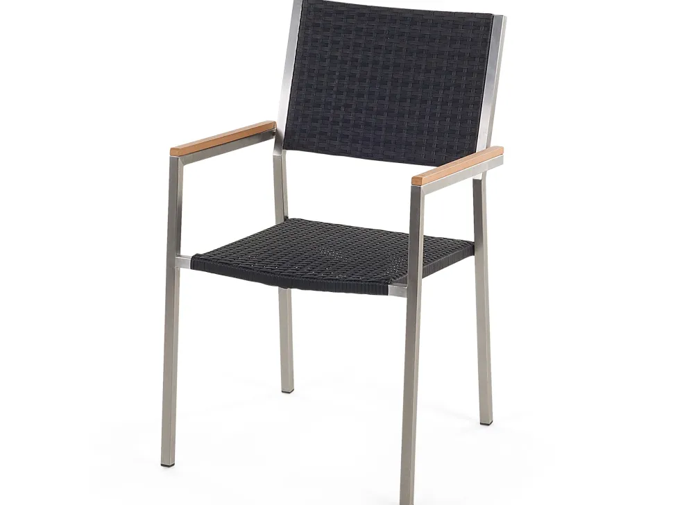Gartenmöbel Set Eukalyptusholz 180 Cm 6-Sitzer Rattan Schwarz Grosseto
