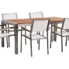 Gartenmöbel Set Eukalyptusholz 180 Cm 6-Sitzer Textilbespannung Weis Grosseto