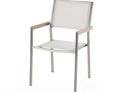 Gartenmöbel Set Eukalyptusholz 180 Cm 6-Sitzer Textilbespannung Weis Grosseto