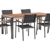 Gartenmöbel Set Eukalyptusholz 180 Cm 6-Sitzer Textilbespannung Grau Grosseto