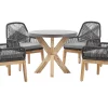 Gartenmöbel Set Faserzement Grau 90 Cm 4-Sitzer Stühle Schwarz / Grau Olbia
