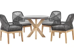 Gartenmöbel Set Faserzement Grau 90 Cm 4-Sitzer Stühle Schwarz / Grau Olbia