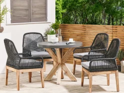 Gartenmöbel Set Faserzement Grau 90 Cm 4-Sitzer Stühle Schwarz / Grau Olbia