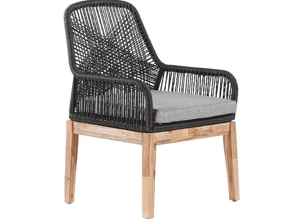 Gartenmöbel Set Faserzement Grau 90 Cm 4-Sitzer Stühle Schwarz / Grau Olbia