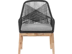 Gartenmöbel Set Faserzement Grau 90 Cm 4-Sitzer Stühle Schwarz / Grau Olbia