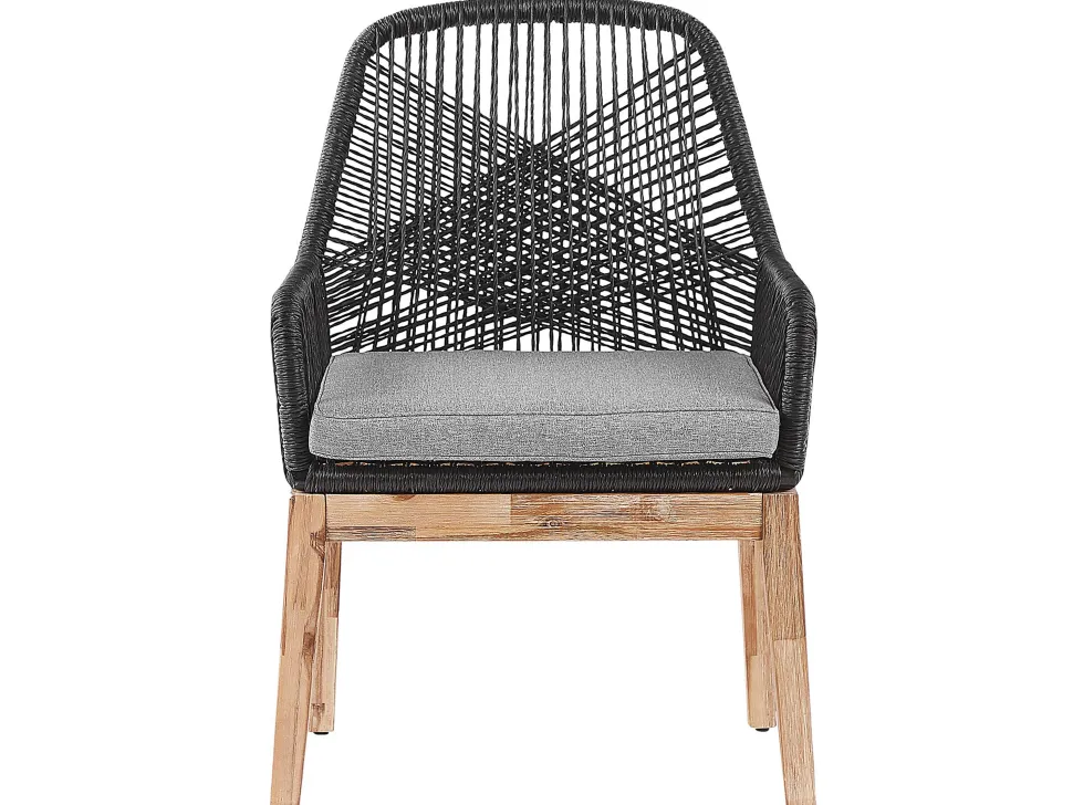 Gartenmöbel Set Faserzement Grau 90 Cm 4-Sitzer Stühle Schwarz / Grau Olbia