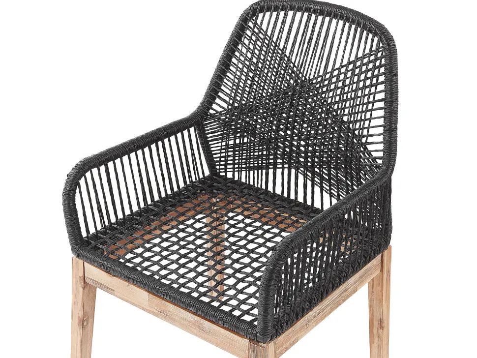 Gartenmöbel Set Faserzement Grau 90 Cm 4-Sitzer Stühle Schwarz / Grau Olbia