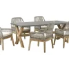 Gartenmöbel Set Faserzement 200 X 100 Cm 6-Sitzer Stühle Grau / Beige Olbia