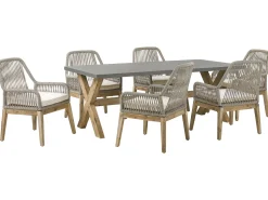 Gartenmöbel Set Faserzement 200 X 100 Cm 6-Sitzer Stühle Grau / Beige Olbia