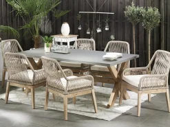 Gartenmöbel Set Faserzement 200 X 100 Cm 6-Sitzer Stühle Grau / Beige Olbia