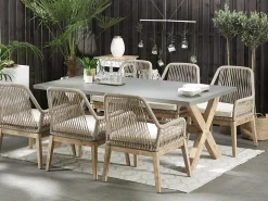 Gartenmöbel Set Faserzement 200 X 100 Cm 6-Sitzer Stühle Grau / Beige Olbia