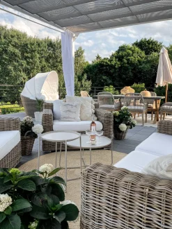 Gartenmöbel Set Faserzement 200 X 100 Cm 6-Sitzer Stühle Grau / Beige Olbia