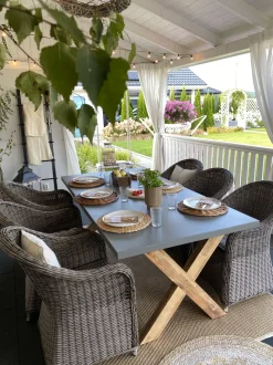 Gartenmöbel Set Faserzement 200 X 100 Cm 6-Sitzer Stühle Grau / Beige Olbia