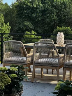 Gartenmöbel Set Faserzement 200 X 100 Cm 6-Sitzer Stühle Grau / Beige Olbia