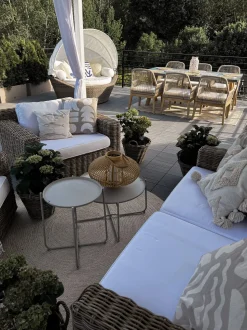 Gartenmöbel Set Faserzement 200 X 100 Cm 6-Sitzer Stühle Grau / Beige Olbia