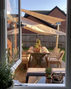 Gartenmöbel Set Faserzement 200 X 100 Cm 6-Sitzer Stühle Grau / Beige Olbia
