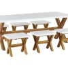 Gartenmöbel Set Faserzement Weis 6-Sitzer 7-Teilig Olbia