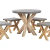 Gartenmöbel Set Faserzement Grau 4-Sitzer 5-Teilig Tisch 90 Cm Olbia