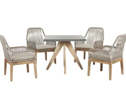 Gartenmöbel Set Faserzement Grau 90 X 90 Cm 4-Sitzer Stühle Beige Olbia